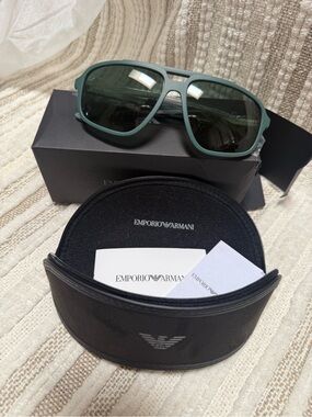 Emporio Armani Green Frame Sunglasses with Silver Temples